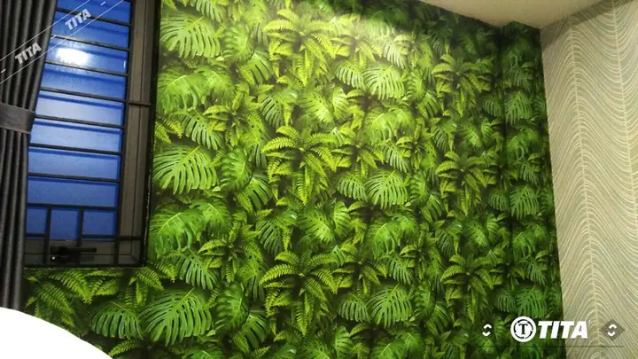 Trang trí giấy dán tường đẹp cho phòng ngủ màu xanh hiện đại