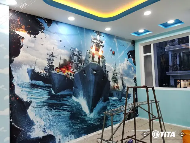 tranh vải dán tường phòng ngủ mẫu hoạt hình cho bé