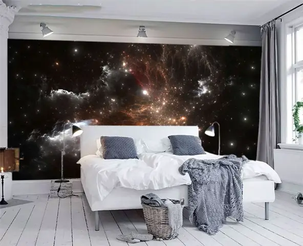 giấy dán tường phòng ngủ galaxy