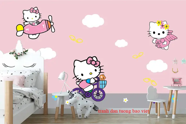 Giấy Dán Tường Phòng Ngủ Hello Kitty: Chọn Mẫu Nào Cho Bé?