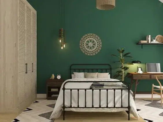 giấy dán tường phòng ngủ màu xanh