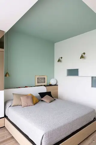 giấy dán tường phòng ngủ màu xanh