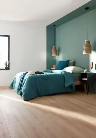 giấy dán tường phòng ngủ màu xanh