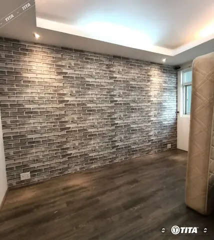 Trang trí giấy dán tường đẹp cho phòng ngủ màu xanh hiện đại