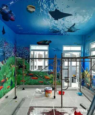 tranh dán tường 3d đại dương cho phòng ngủ