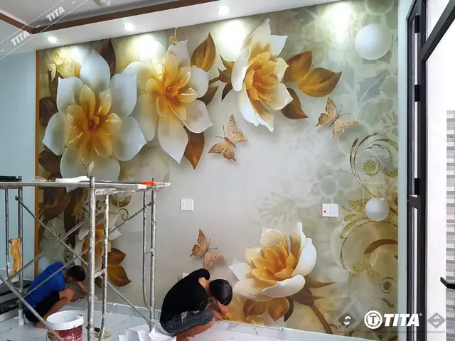 Tranh dán tường 3d cho phòng khách đẹp mà sang