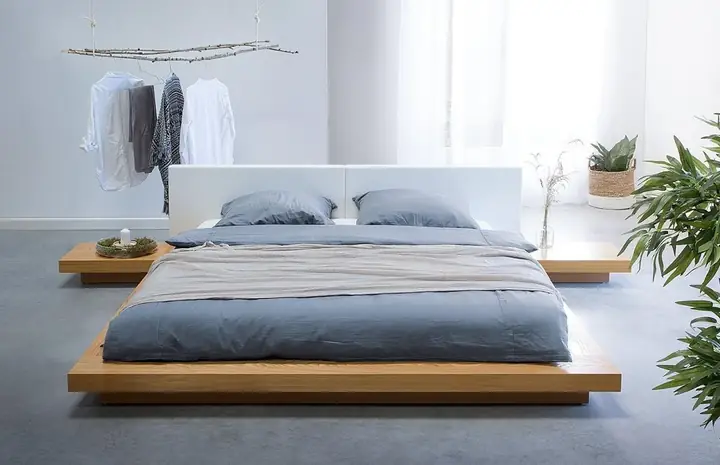 Phòng ngủ giường bệt gỗ tự nhiên
