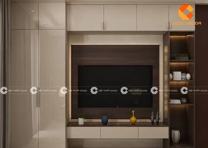 Hệ tủ áo kệ tivi phòng ngủ chung cư: Giải pháp tối ưu không gian