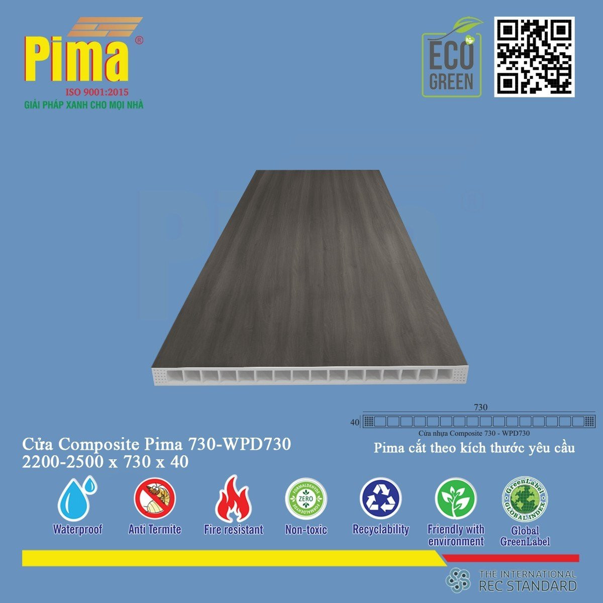 Hình ảnh chi tiết phôi cửa nhựa composite chất lượng cao