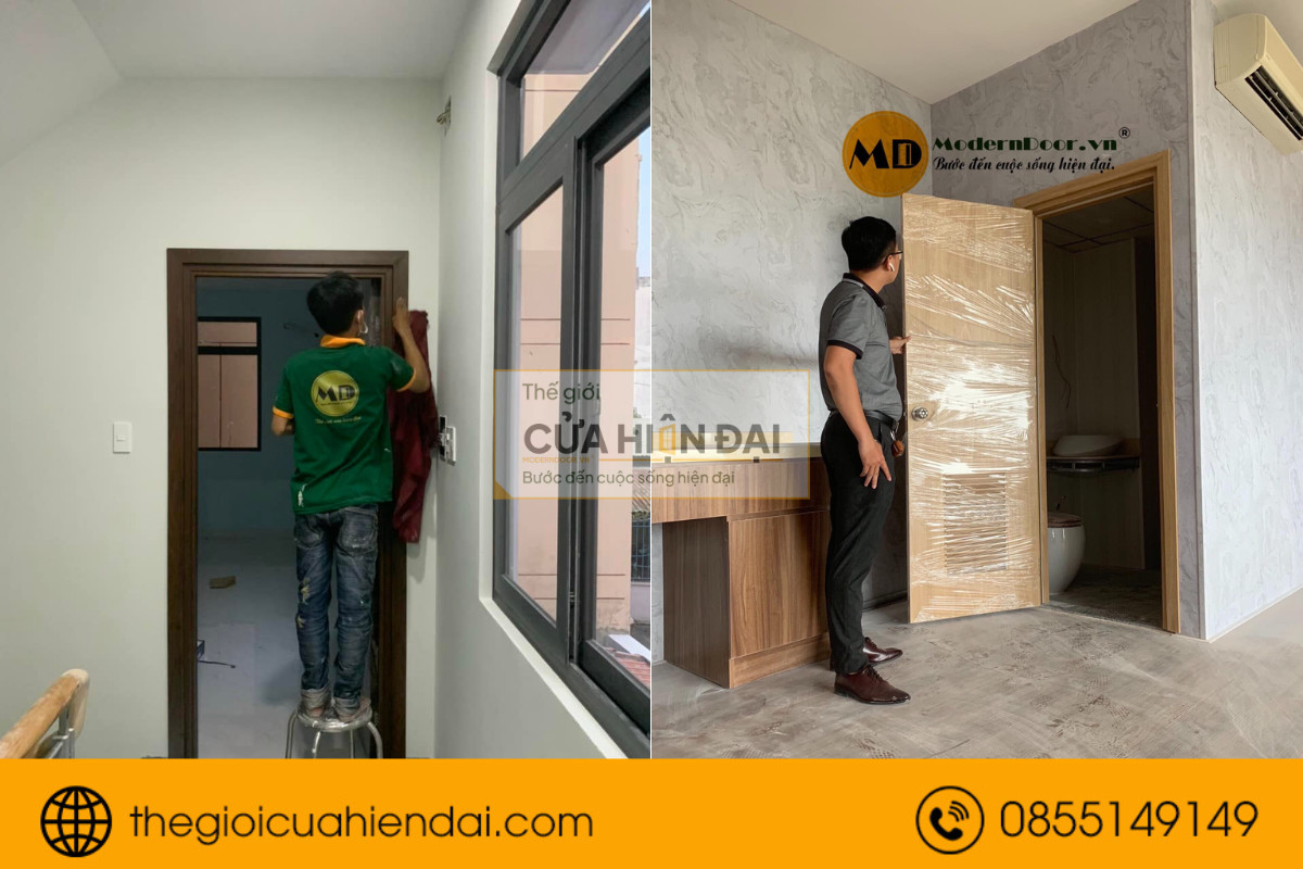 Hoàn thiện lắp đặt cửa nhựa composite