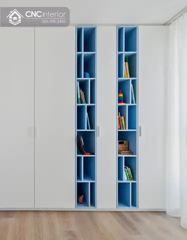 Chất liệu sử dụng cho tủ âm tường phòng ngủ kết hợp kệ sách CNC 12