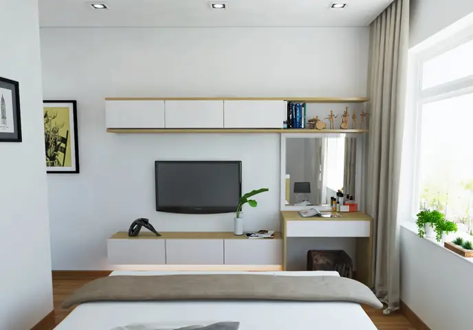 Hướng dẫn chọn kệ TV phòng ngủ kết hợp bàn trang điểm Hướng dẫn chọn kệ TV phòng ngủ kết hợp bàn trang điểm