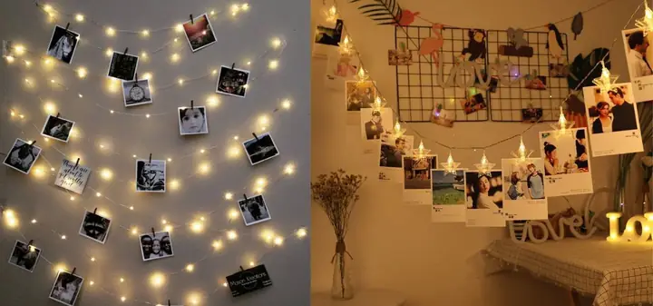 Trang trí phòng bằng dây ảnh đèn led