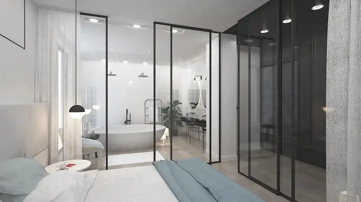 kích thước phòng ngủ có nhà vệ sinh