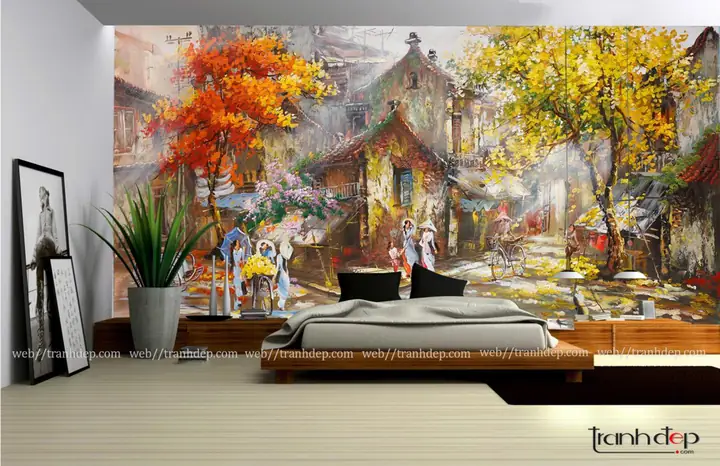 Tranh dán tường 3D phòng ngủ