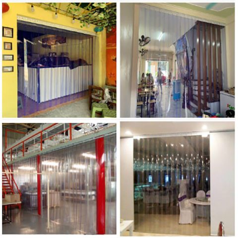 Mành nhựa che cửa PVC trong suốt giúp ngăn lạnh hiệu quả