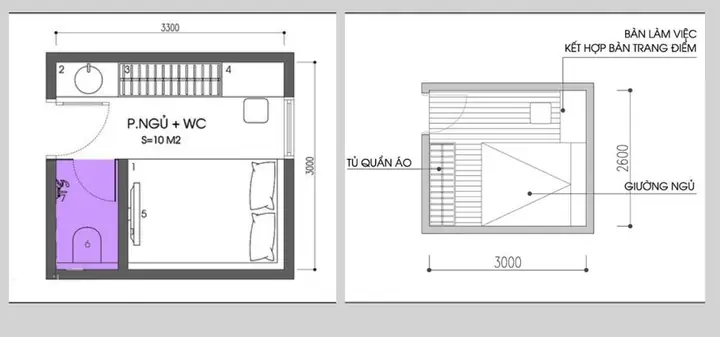 Thiết kế phòng ngủ nhỏ 10m2