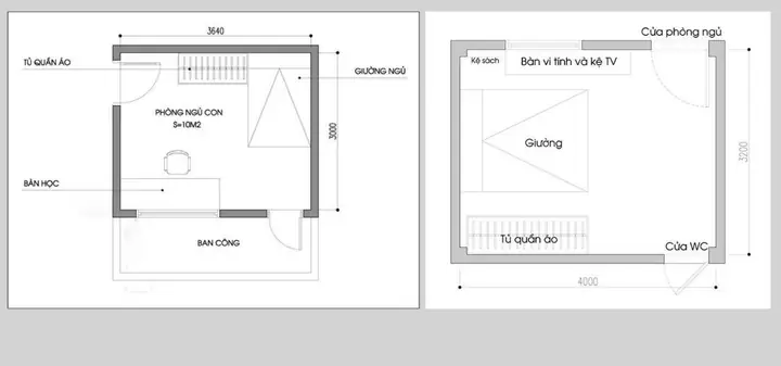 Thiết kế phòng ngủ nhỏ 10m2