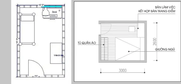 Phòng ngủ nhỏ 3×3