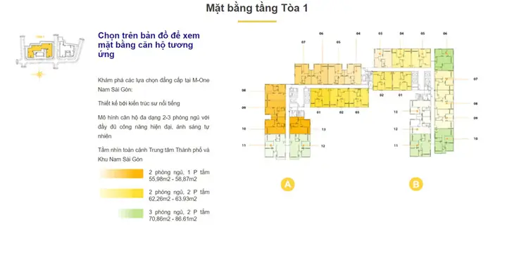 Khám phá Mặt bằng M-One T1 3 Phòng ngủ: Tối ưu không gian sống