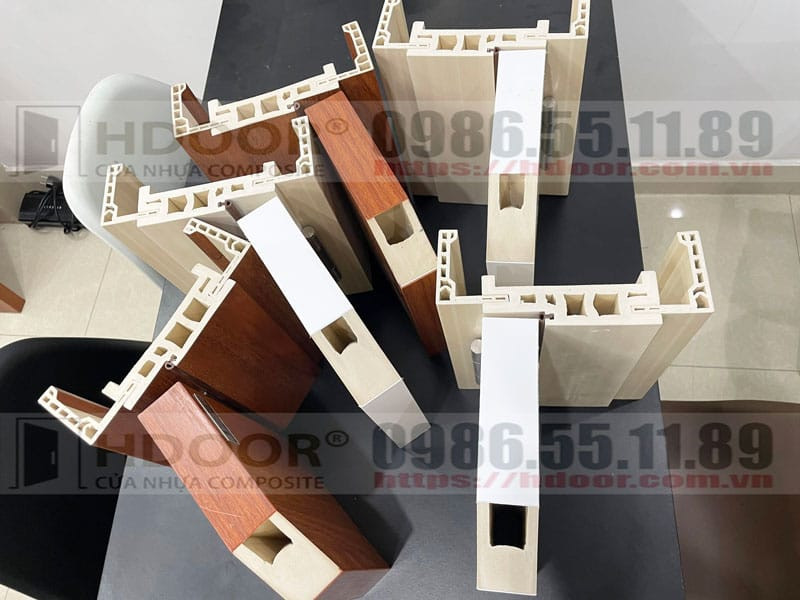 Mặt cắt cửa nhựa composite chất liệu WPC dày dặn