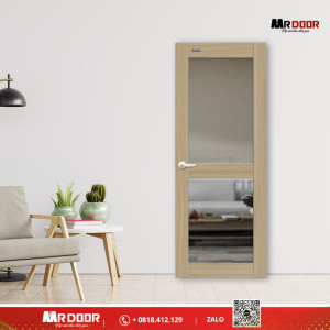Mẫu cửa nhựa composite có ô kính hiện đại, tăng cường ánh sáng cho không gian nội thất tại Ninh Thuận