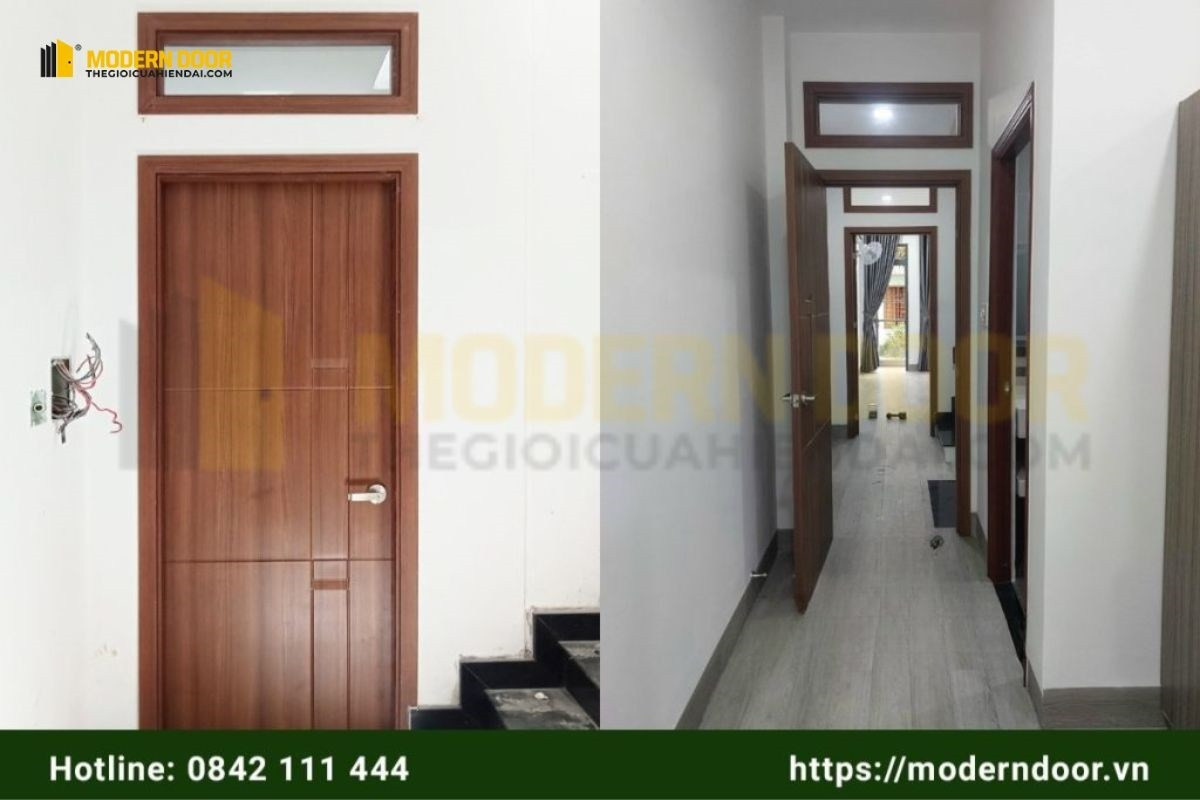 Mẫu cửa nhựa Composite có ô thoáng giúp tăng ánh sáng và thu không khí