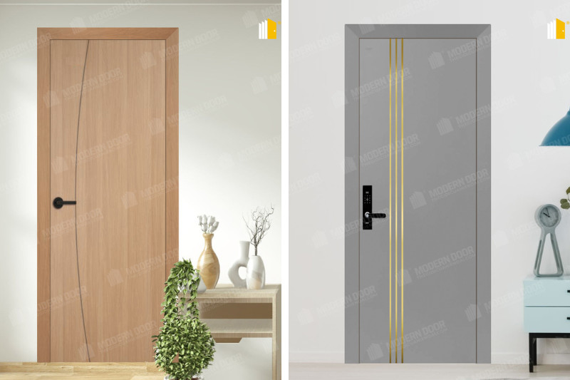Mẫu cửa nhựa composite hiện đại với tay nắm cửa kim loại cao cấp