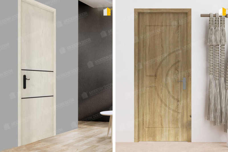 Mẫu cửa nhựa composite màu ghi hiện đại, phù hợp với kiến trúc tối giản