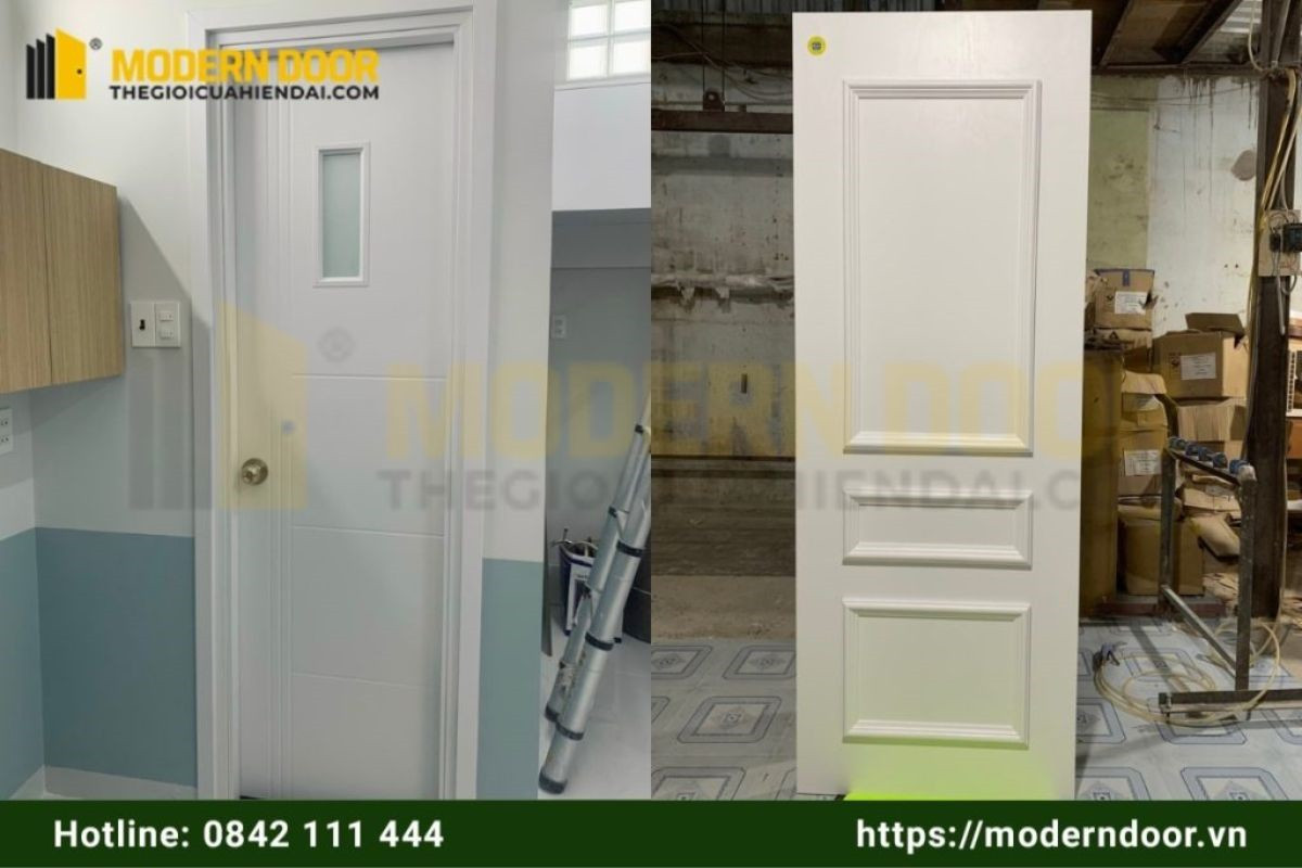 Mẫu cửa nhựa composite phủ da vân gỗ đa dạng màu sắc
