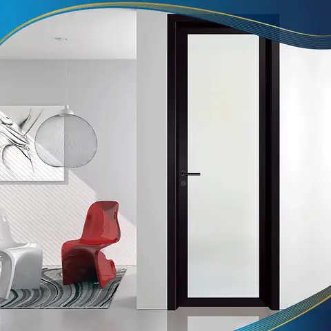 Mẫu 2: Cửa đi nhựa lõi thép phòng ngủ 1 cánh màu nâu đen