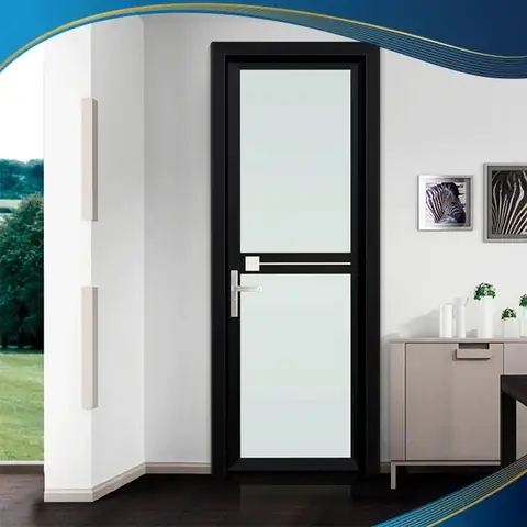 Mẫu 3: Cửa đi nhựa lõi thép phòng ngủ 1 cánh màu đen