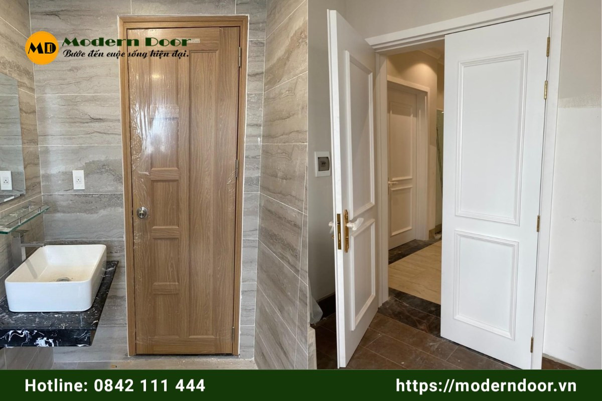 Mẫu cửa thông phòng Composite soi chỉ cao cấp tại nhà vệ sinh