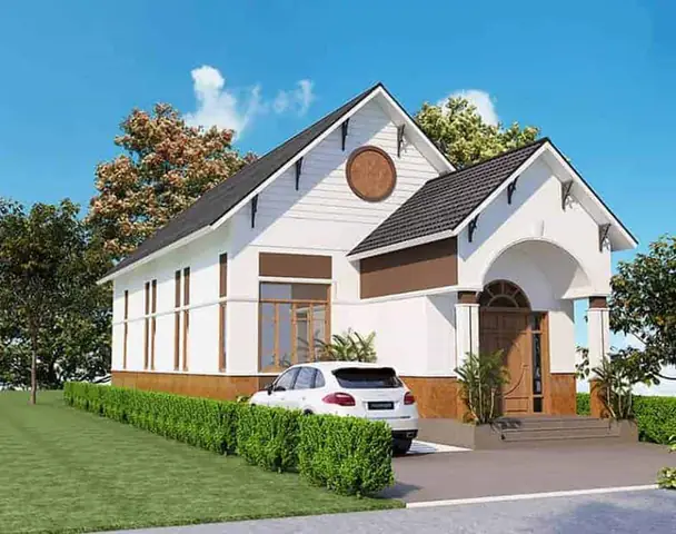 4. Mẫu nhà cấp 4, 1 phòng ngủ mái thái