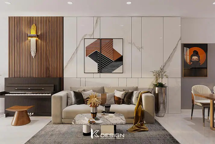4. Mẫu vách gỗ ốp tường phòng khách