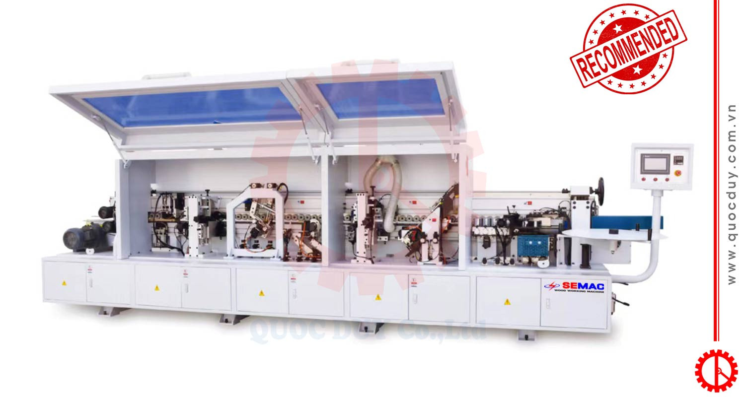 Máy dán cạnh tự động 7 chức năng tối ưu sản xuất cửa nhựa composite