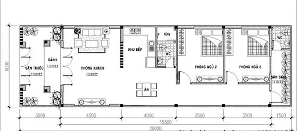 Thiết kế nhà ống phòng ngủ rộng 2.5m: Tối ưu không gian hẹp