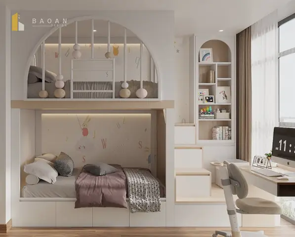 1. Decor phòng ngủ nhỏ với giường ngủ thông minh tiết kiệm diện tích