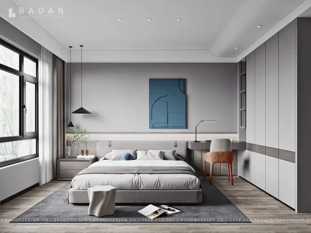 6.Màu sơn phòng ngủ đẹpvà tạo cảm giác không gian rộng hơn
