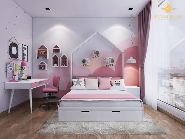 Những Ý Tưởng Thiết Kế Nội Thất Phòng Ngủ Bé Gái Màu Sắc Ấn Tượng