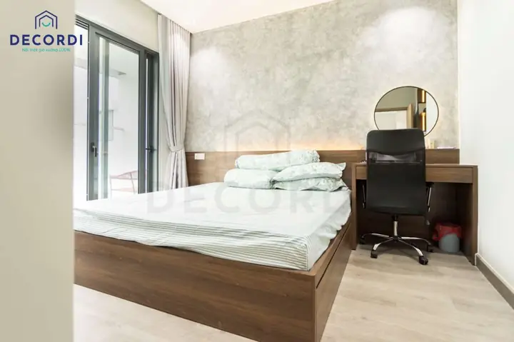 Mẫu 6: Thi công nội thất phòng ngủ gỗ công nghiệp giả óc chó Mẫu 6: Thi công nội thất phòng ngủ gỗ công nghiệp giả óc chó