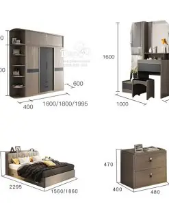 nội thất phòng ngủ màu ghi