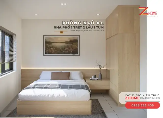 Thiết Kế Nội Thất Phòng Ngủ Nhà 1 Trệt 2 Lầu Đẹp, Tiện Nghi