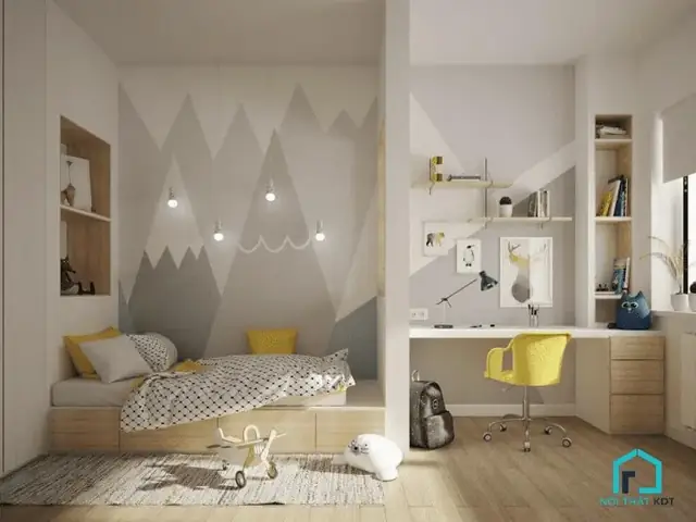 5.4 Mẫu thiết kế nội thất phòng ngủ tối giản cho bé gái 5.4 Mẫu thiết kế nội thất phòng ngủ tối giản cho bé gái