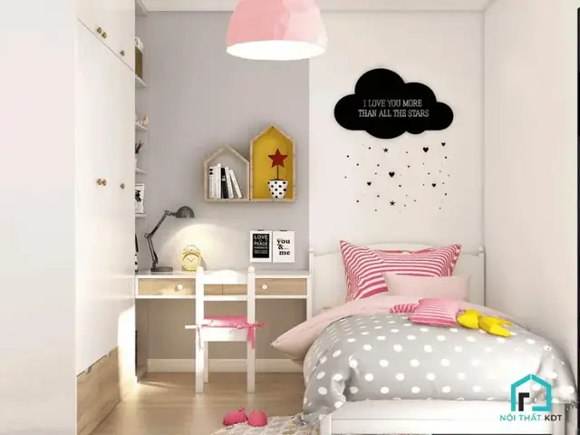 5.4 Mẫu thiết kế nội thất phòng ngủ tối giản cho bé gái 5.4 Mẫu thiết kế nội thất phòng ngủ tối giản cho bé gái