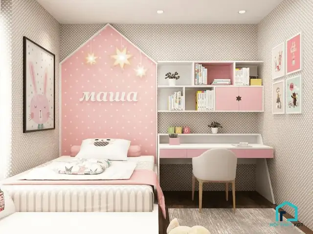 5.4 Mẫu thiết kế nội thất phòng ngủ tối giản cho bé gái 5.4 Mẫu thiết kế nội thất phòng ngủ tối giản cho bé gái