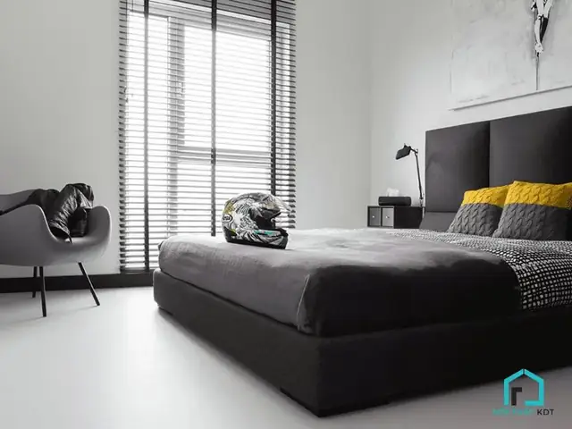 4.10 Mẫu phòng ngủ minimalism gam màu trầm 4.10 Mẫu phòng ngủ minimalism gam màu trầm