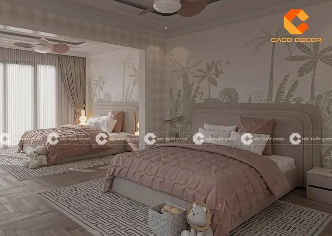 Thiết kế phòng ngủ 14m2 cho 2 bé: Hướng dẫn tối ưu không gian