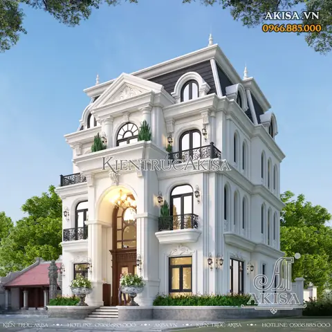 Mẫu biệt thự tân cổ điển 3 tầng 5 phòng ngủ (CĐT: ông Kha - Hà Nam) BT321036