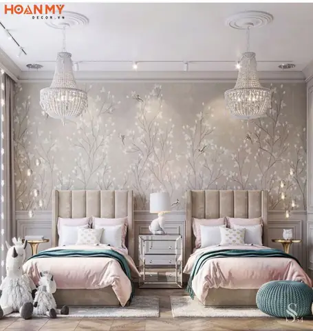 Thiết kế phòng ngủ cho 2 chị em với 2 chiếc giường đơn